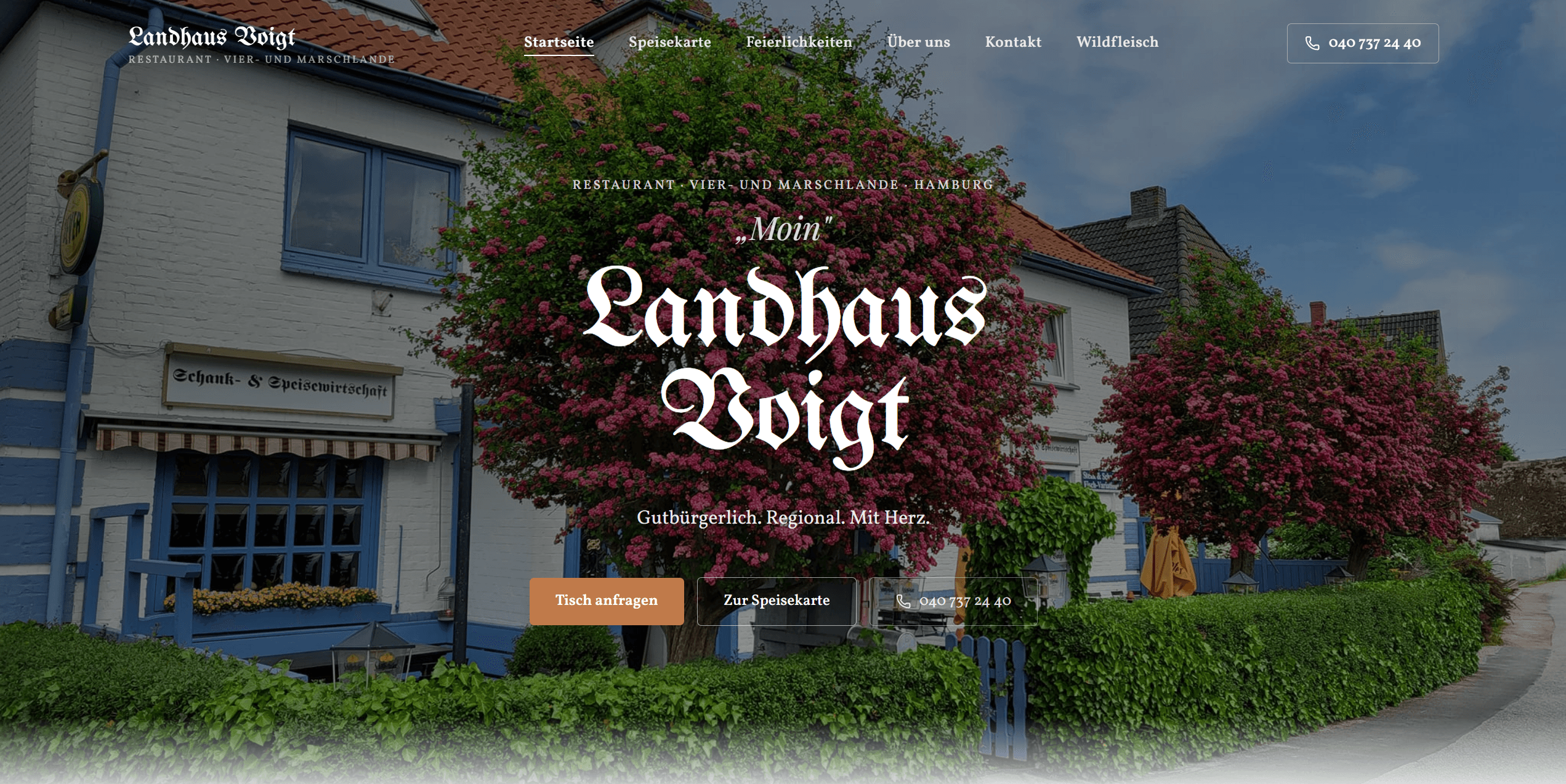 Website des Landhaus Voigt am großen Bildschirm